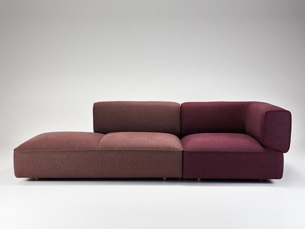 Bordeauxrotes modulares Sofa