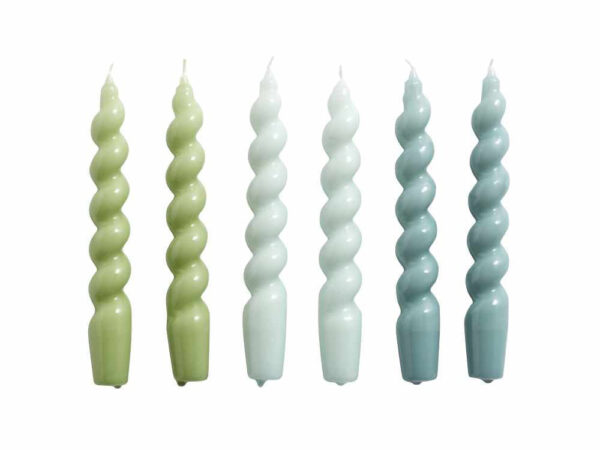 HAY Candle Spiral Set of 6 green arctic blue teal