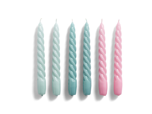 HAY Candle Twist Set of 6 arctic blue teal pink