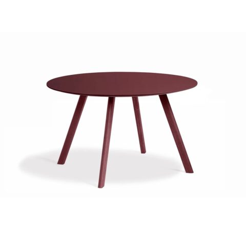 Hay_CPH25_Tisch_rund_120cm_bordeaux_linoleum_eiche_massiv