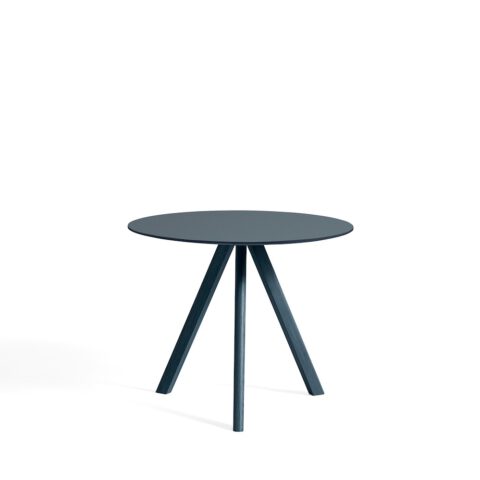 Hay_runder_Tisch_CPH_20_90cm_smokey_blue_lino tabletop_deep_blue_lacquered_oak_base